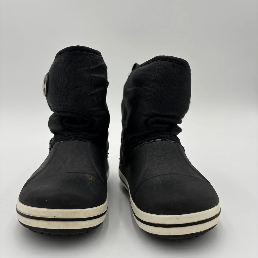 Crocs Puffer Snow Boots Baby Size 8 Black Crocband Winter Fleece‎ Lined